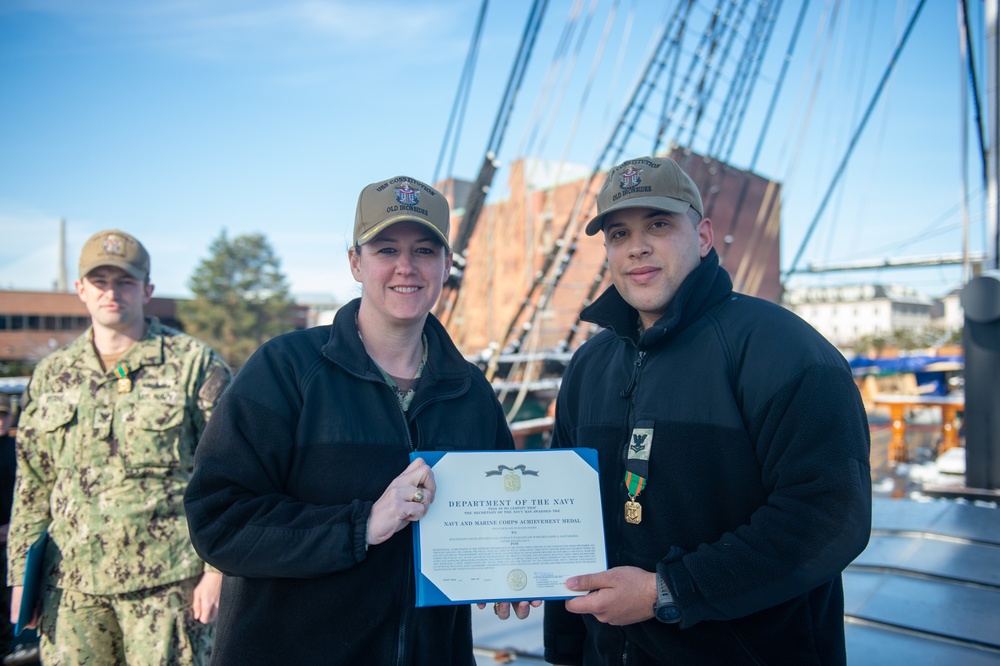 Boatswain’s Mate 2nd Class Jason Santamaria received the Navy and Marine Corps Achievement Medal