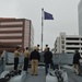 Raising the Navy jack on Battleship Wisconsin