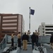 Raising the Navy jack on Battleship Wisconsin