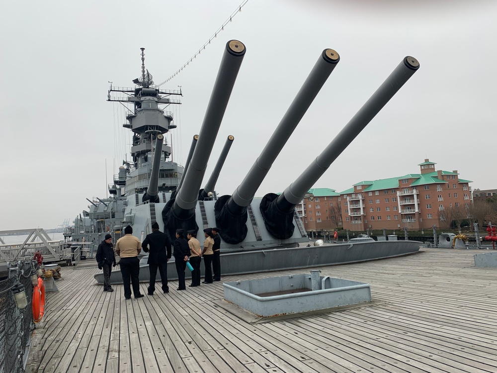 USS Vicksburg (CG-69) Sailors tour Battleship Wisconsin