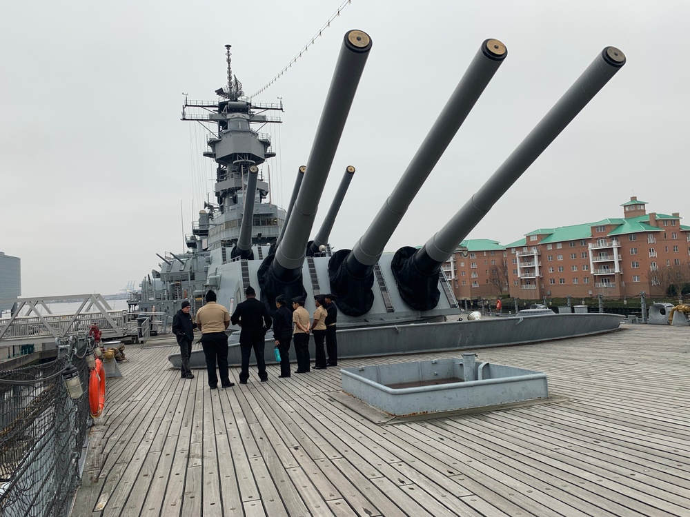 USS Vicksburg (CG-69) Sailors tour Battleship Wisconsin