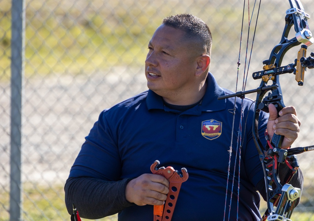 U.S. Marines with Wounded Warrior Regiment compete in the Marine Corps Trials the Archery competition