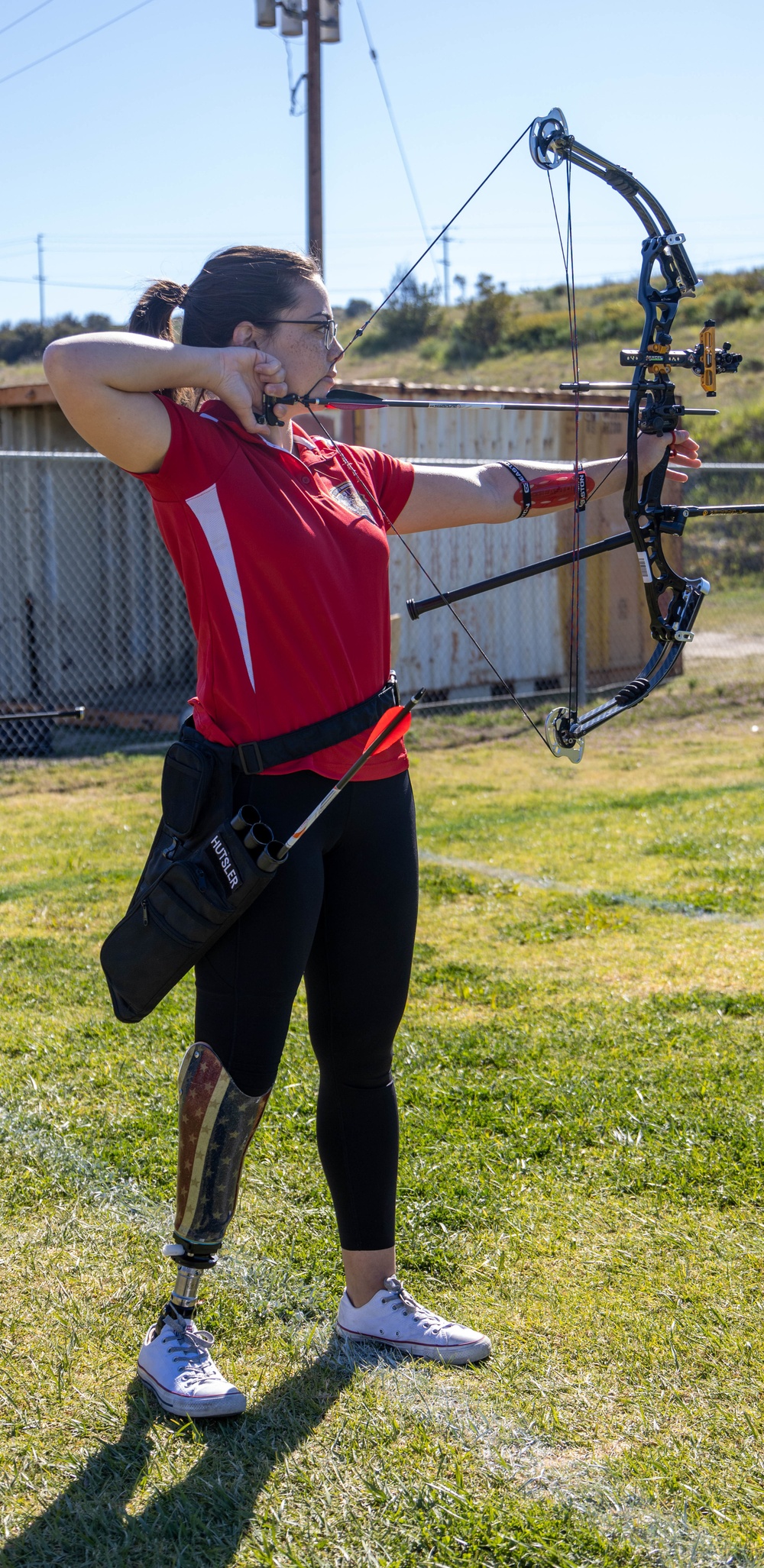 U.S. Marines with Wounded Warrior Regiment compete in the Marine Corps Trials the Archery competition