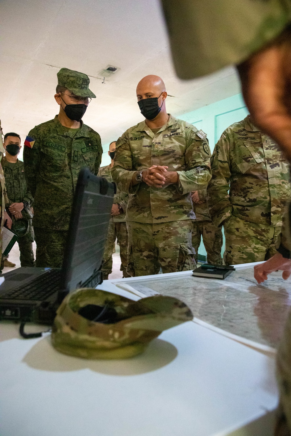 Philippine Army Brig. Gen. Flores gathers with U.S. Military personnel during Salaknib 2022