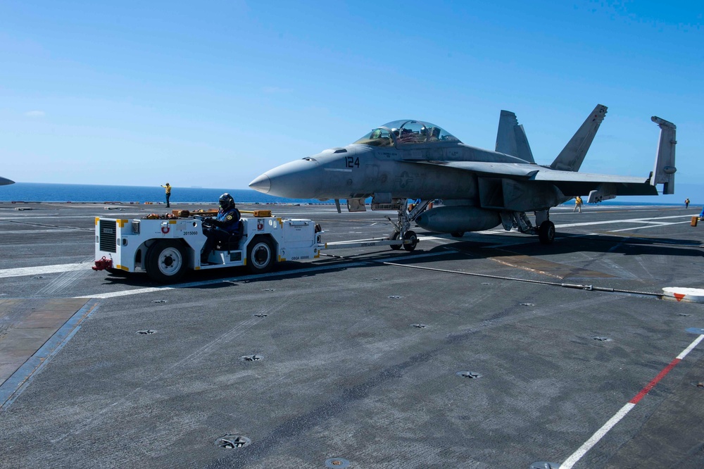 F/A-18F Super Hornet Taxis On The Flight Deck