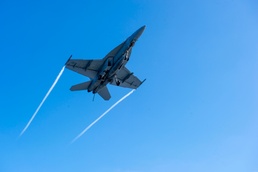 E/A-18G Growler Flies Over Nimitz