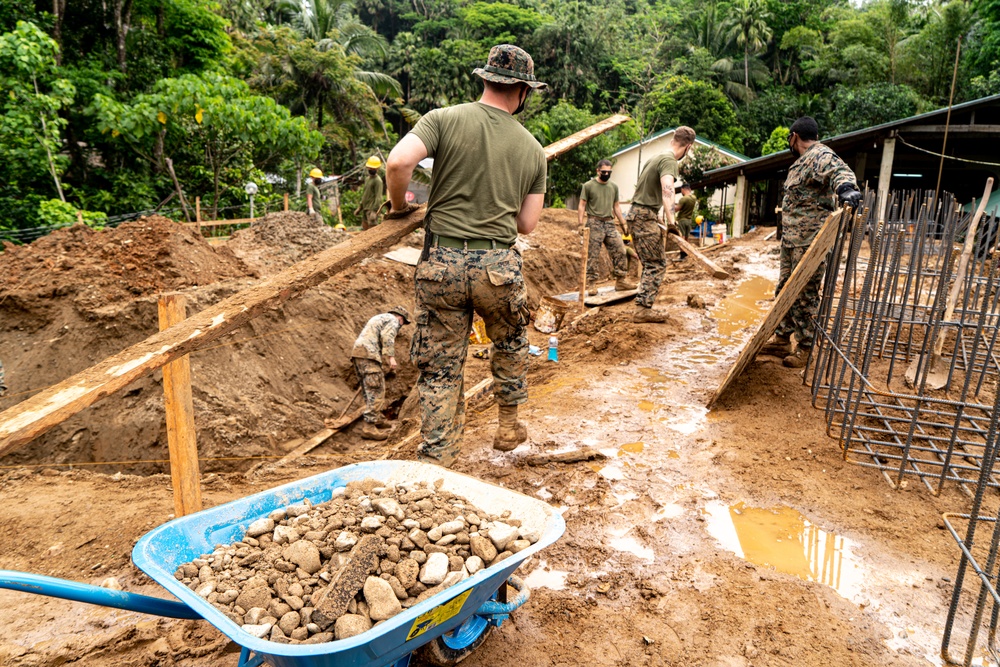 Members of the Armed Forces of the Philippines and U.S. service members combine construction efforts during Balikatan 22