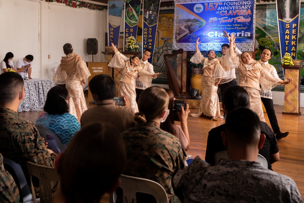 Members of the Armed Forces of the Philippines and U.S. Marines attended a local municipal founding anniversary event during Balikatan 22