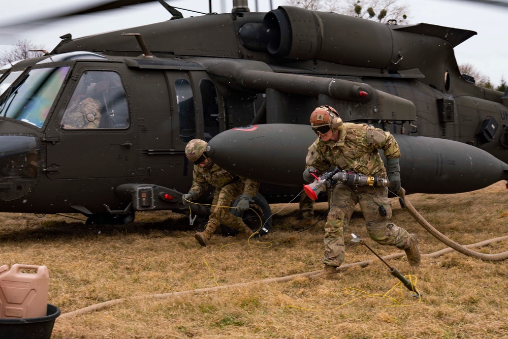 Black Hawk helicopter refuels at TAA in Poland