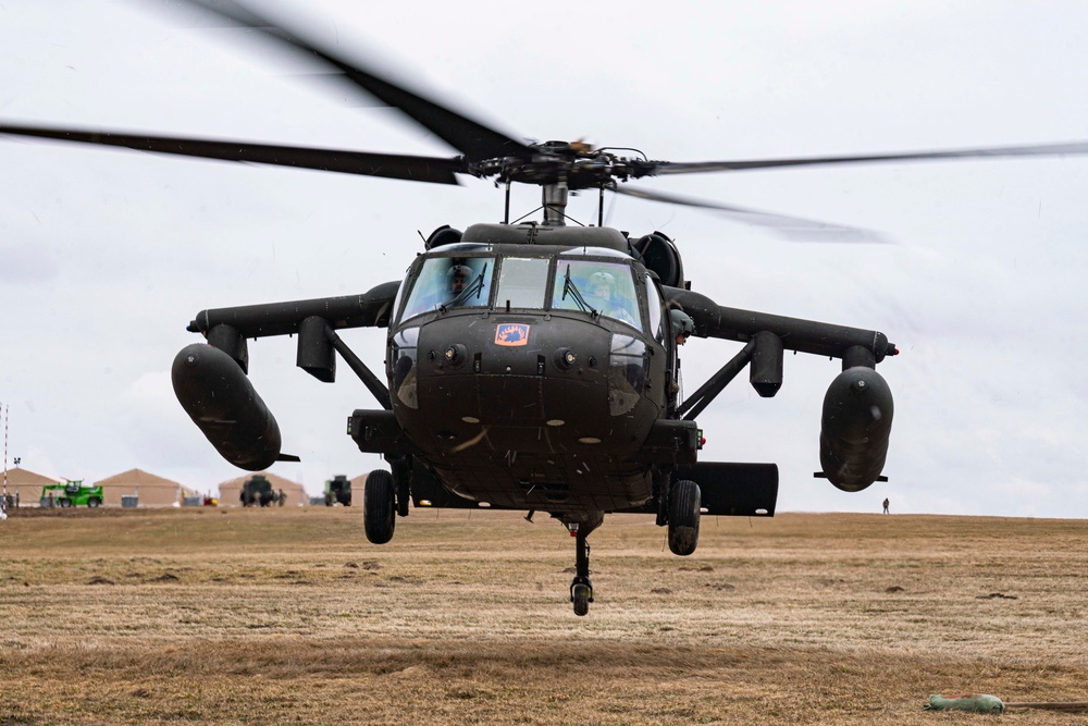 Black Hawk helicopter refuels at TAA in Poland