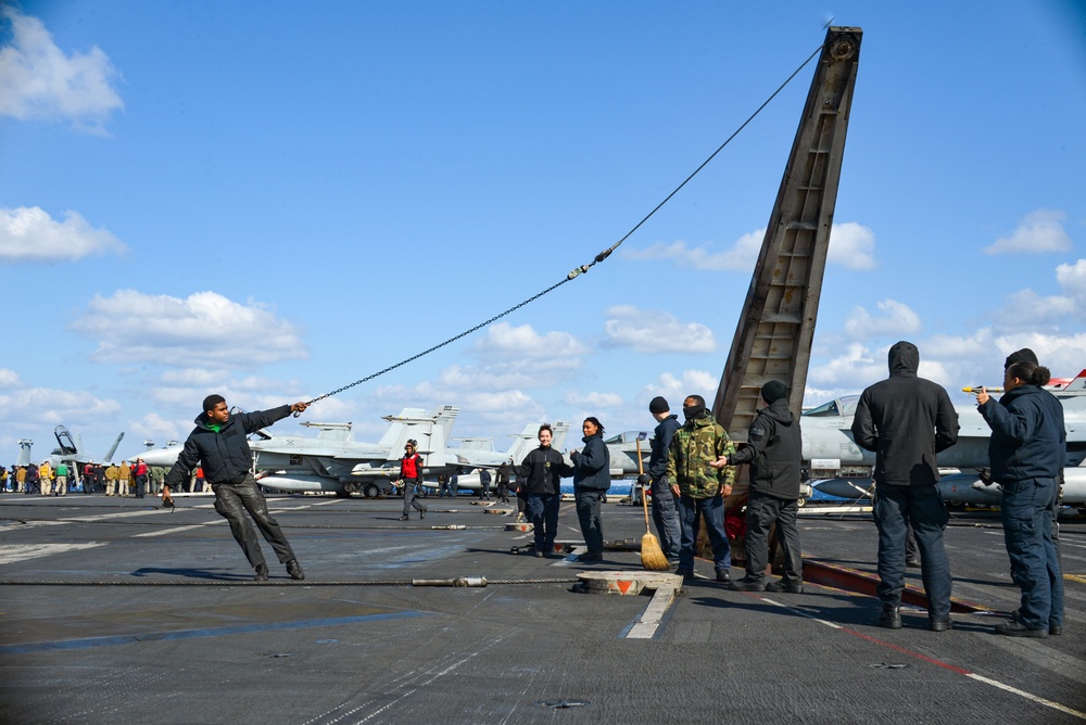 The Harry S. Truman Carrier Strike Group is on a scheduled deployment in the U.S. Sixth Fleet area of operations in support of naval operations to maintain maritime stability and security.