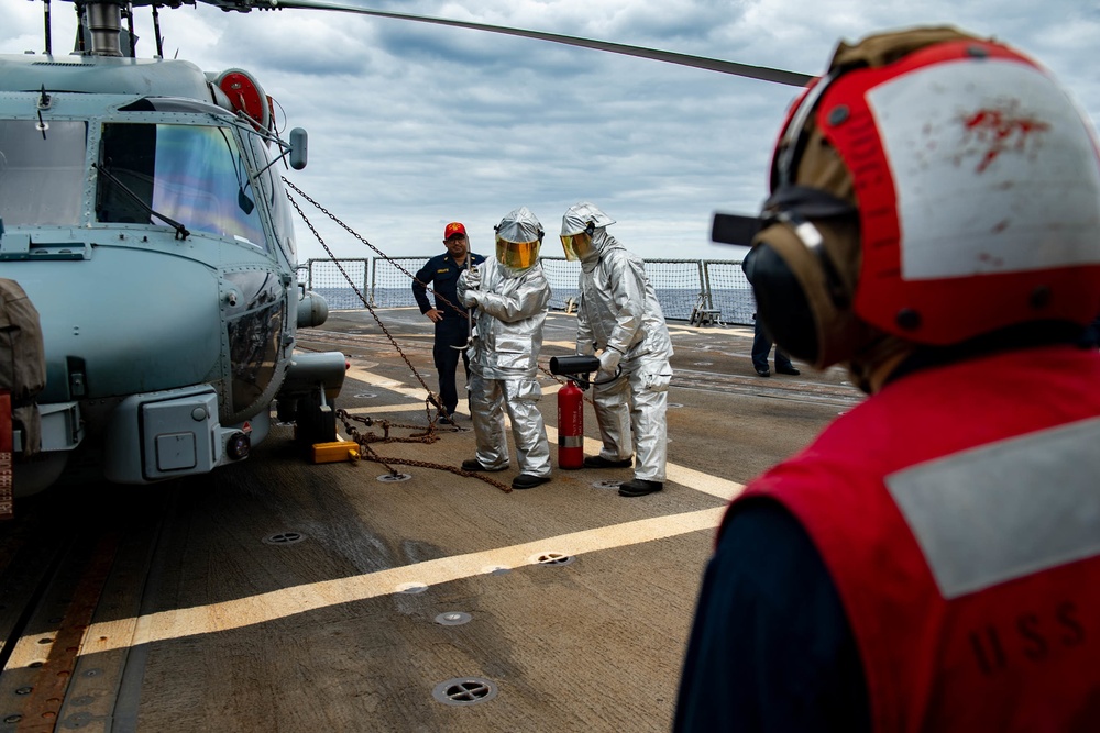 Spruance conducts damage control training