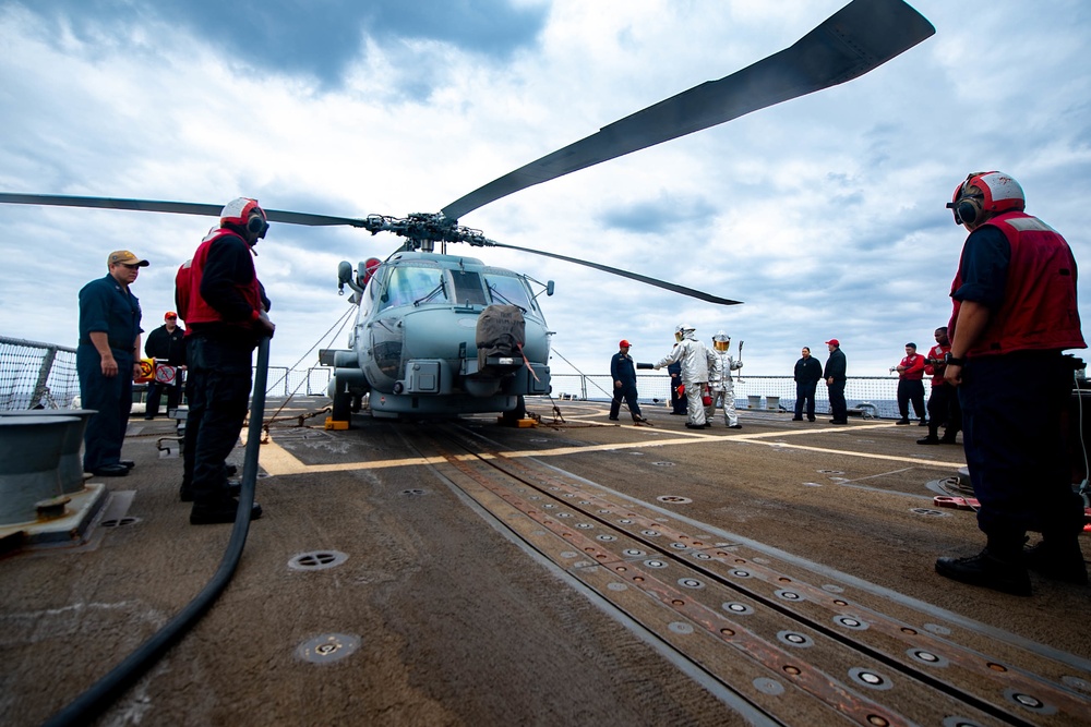 Spruance conducts damage control training