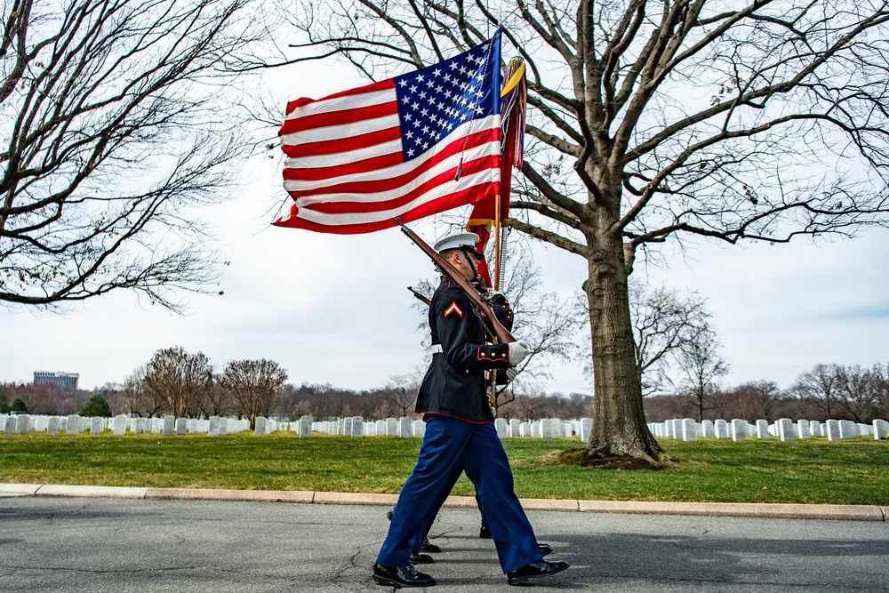 Military Funeral Honors with Funeral Escort are Conducted  for U.S. Marine Corps Cpl. Thomas Cooper in Section 57