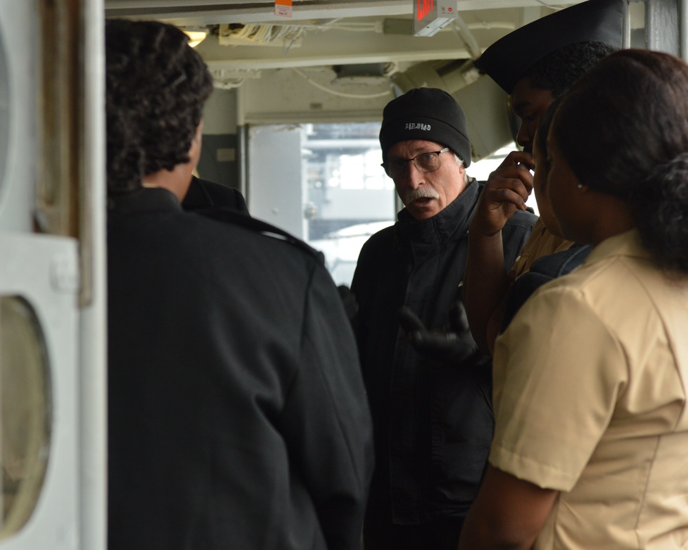 USS Vicksburg (CG-69) Sailors tour Battleship Wisconsin