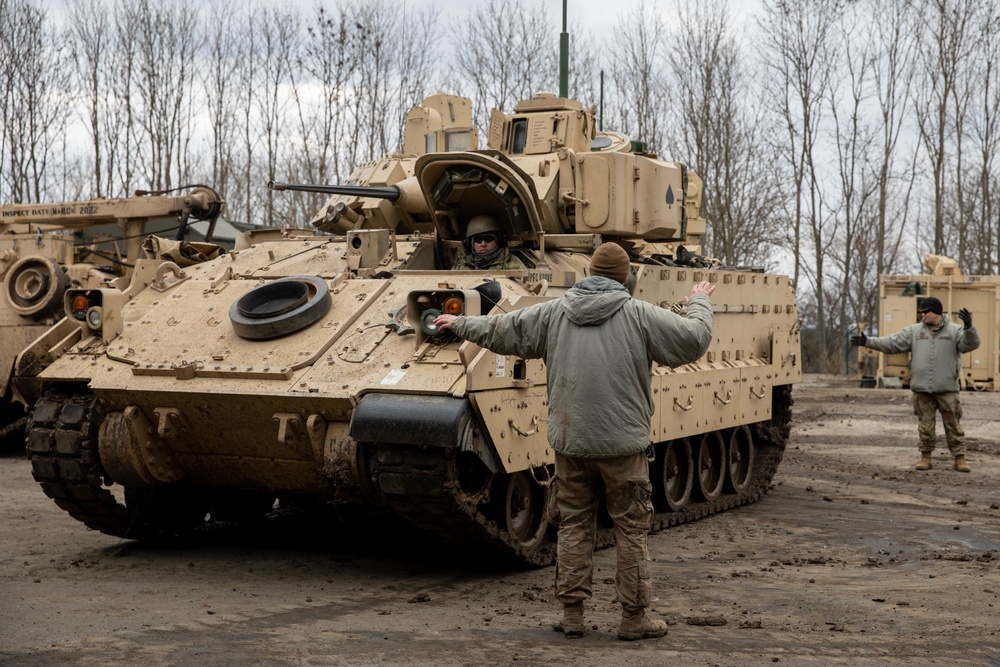 Mechanics Service Bradley Fighting Vehicles at Saber Strike 22 Czech Republic