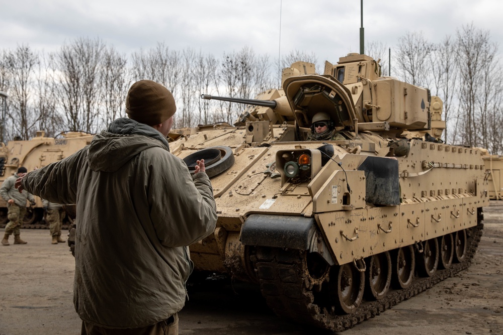 Mechanics Service Bradley Fighting Vehicles at Saber Strike 22 Czech Republic