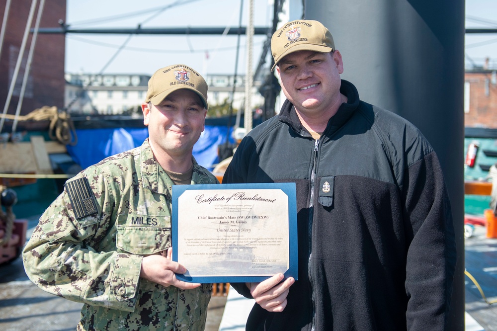 BMC Gainey Re-enlists aboard USS Constitution