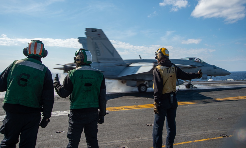 The Harry S. Truman Carrier Strike Group is on a scheduled deployment in the U.S. Sixth Fleet area of operations in support of naval operations to maintain maritime stability and security.