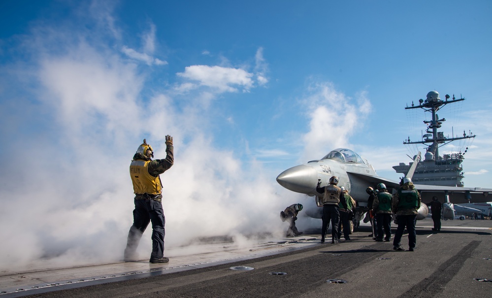 The Harry S. Truman Carrier Strike Group is on a scheduled deployment in the U.S. Sixth Fleet area of operations in support of naval operations to maintain maritime stability and security.