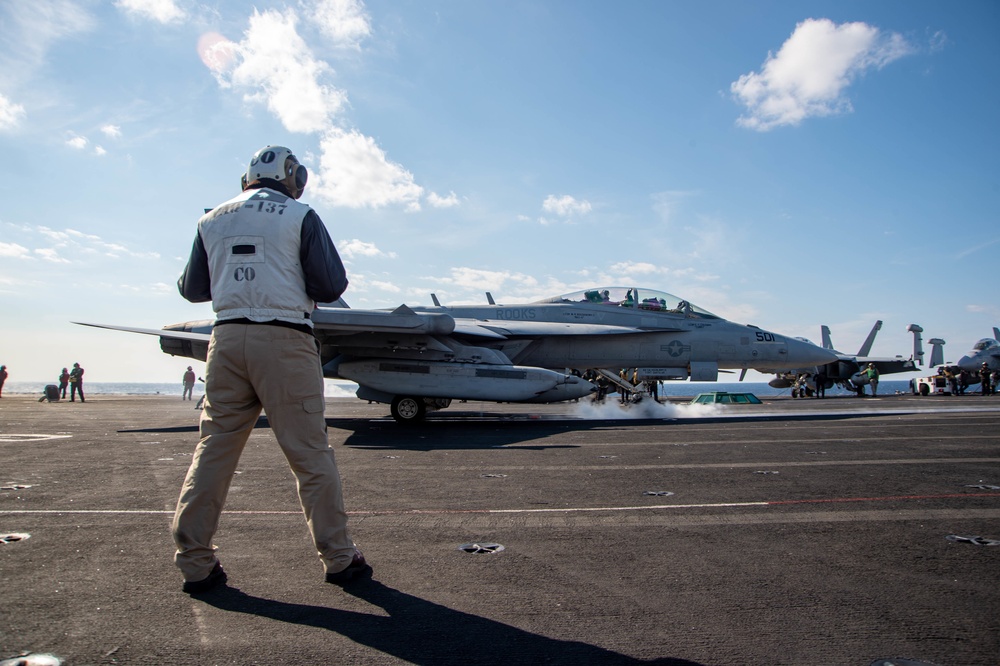 The Harry S. Truman Carrier Strike Group is on a scheduled deployment in the U.S. Sixth Fleet area of operations in support of naval operations to maintain maritime stability and security.