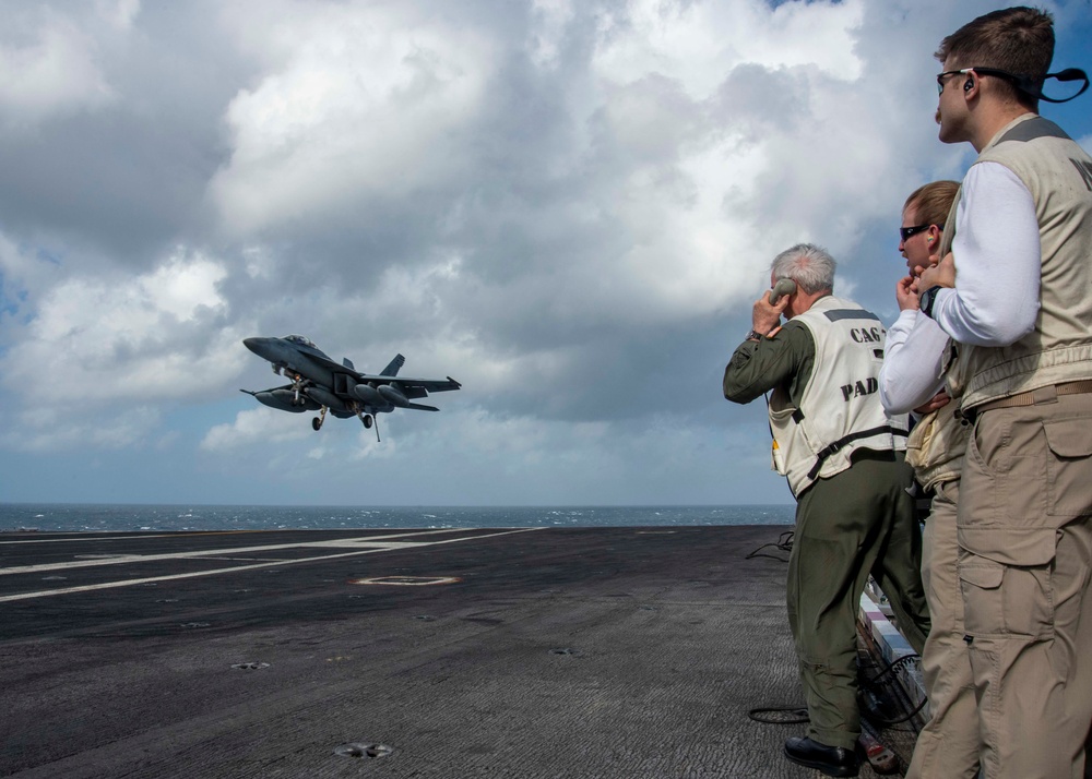 USS George H.W. Bush Hosts Rear Adm. John F. Meier