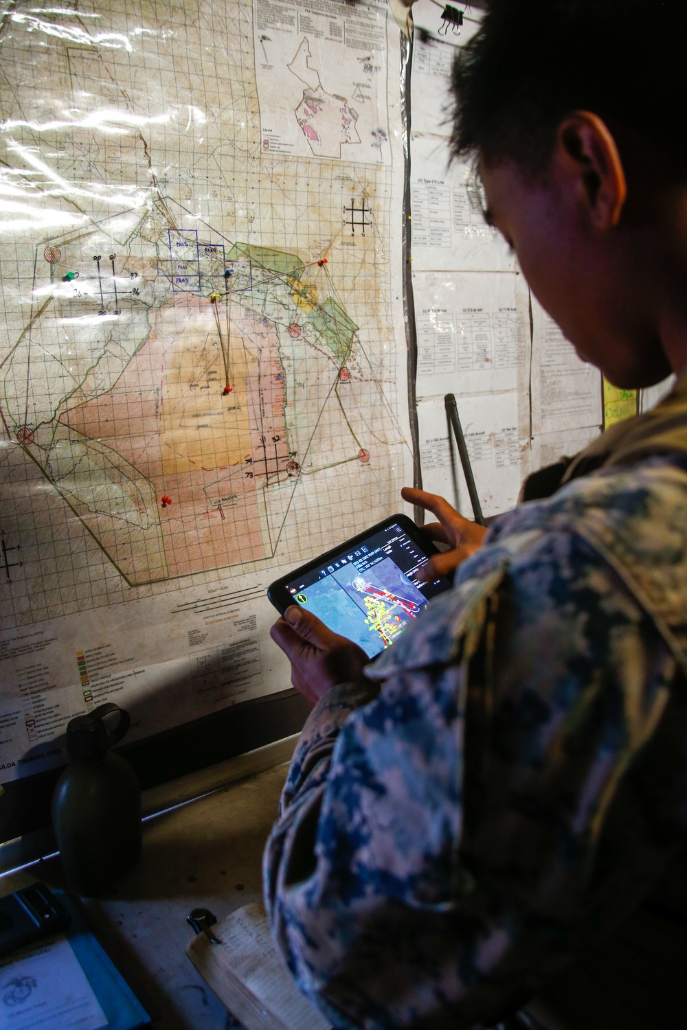 U.S Marines with 1/12 track fire missions during Spartan Fury 22.1