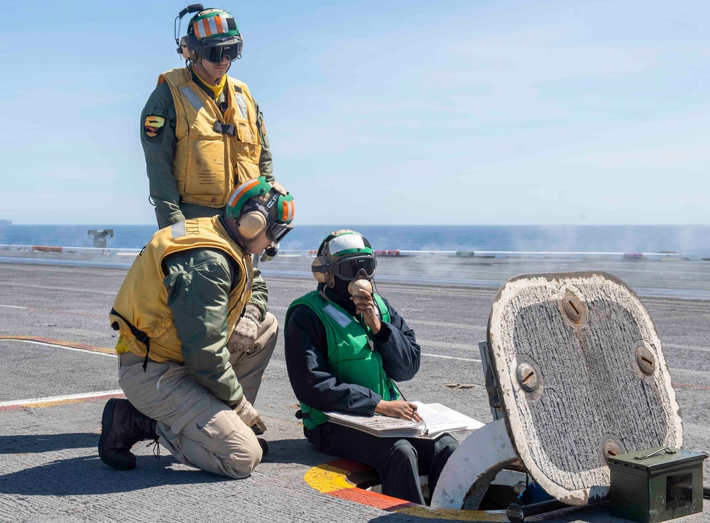 Sailors Conduct A Catapult Check