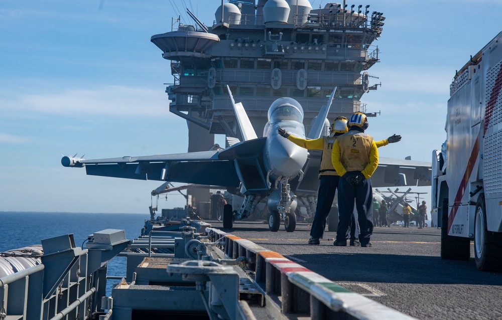 EA-18G Growler Taxis Across The Flight Deck