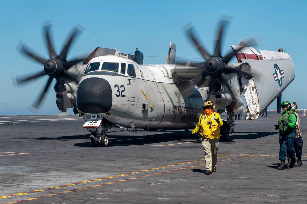 A C-2 Greyhound Taxis On The Flight Deck