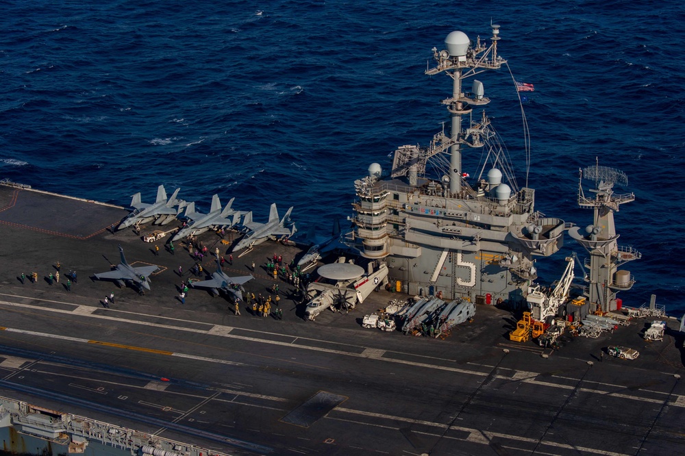 The Harry S. Truman Carrier Strike Group is on a scheduled deployment in the U.S. Sixth Fleet area of operations in support of naval operations to maintain maritime stability and security.