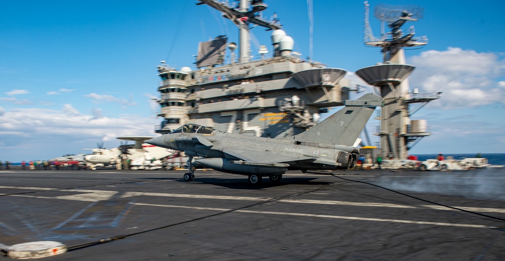 The Harry S. Truman Carrier Strike Group is on a scheduled deployment in the U.S. Sixth Fleet area of operations in support of naval operations to maintain maritime stability and security.