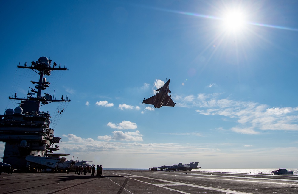 The Harry S. Truman Carrier Strike Group is on a scheduled deployment in the U.S. Sixth Fleet area of operations in support of naval operations to maintain maritime stability and security.