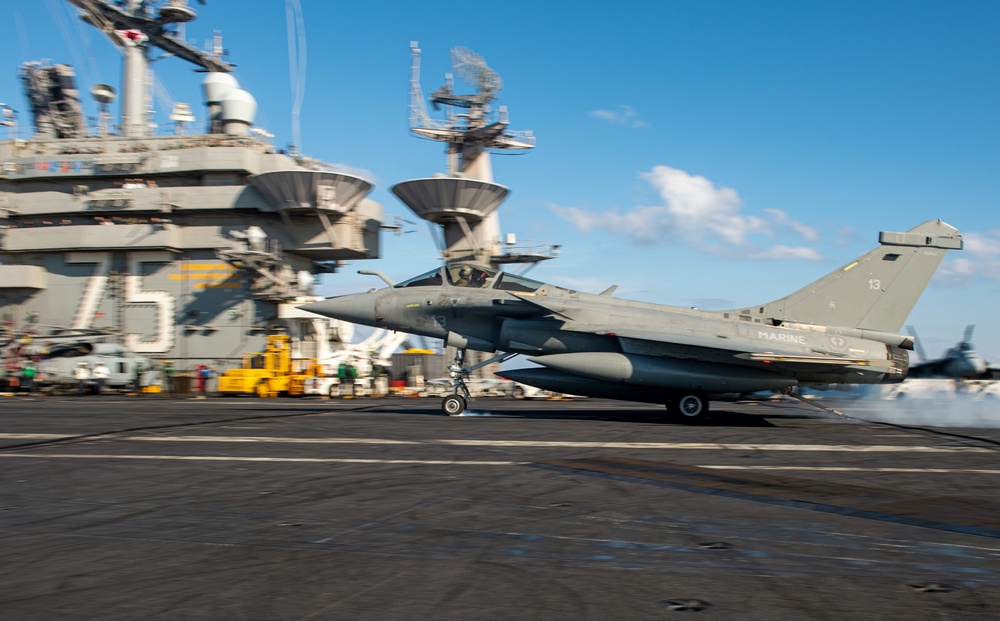 The Harry S. Truman Carrier Strike Group is on a scheduled deployment in the U.S. Sixth Fleet area of operations in support of naval operations to maintain maritime stability and security.