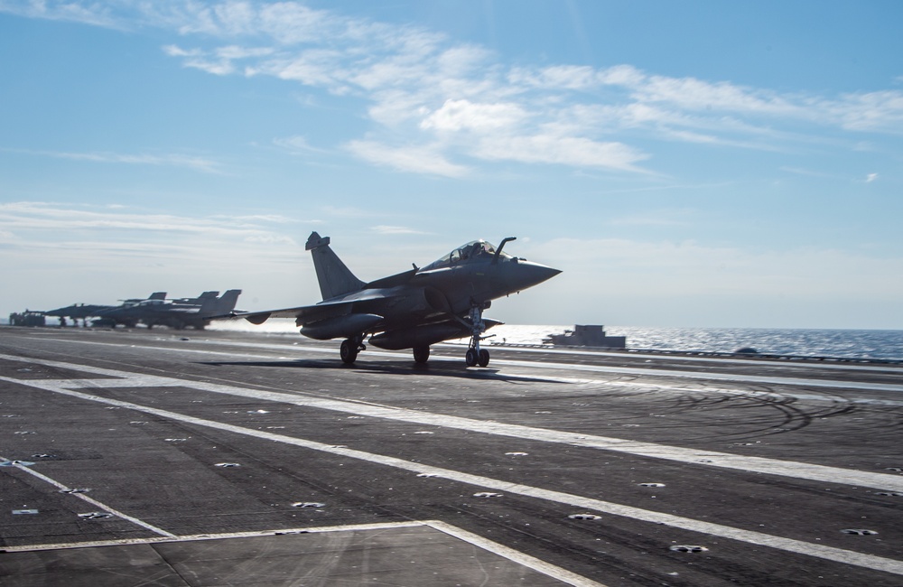 The Harry S. Truman Carrier Strike Group is on a scheduled deployment in the U.S. Sixth Fleet area of operations in support of naval operations to maintain maritime stability and security.