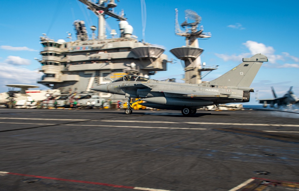 The Harry S. Truman Carrier Strike Group is on a scheduled deployment in the U.S. Sixth Fleet area of operations in support of naval operations to maintain maritime stability and security.