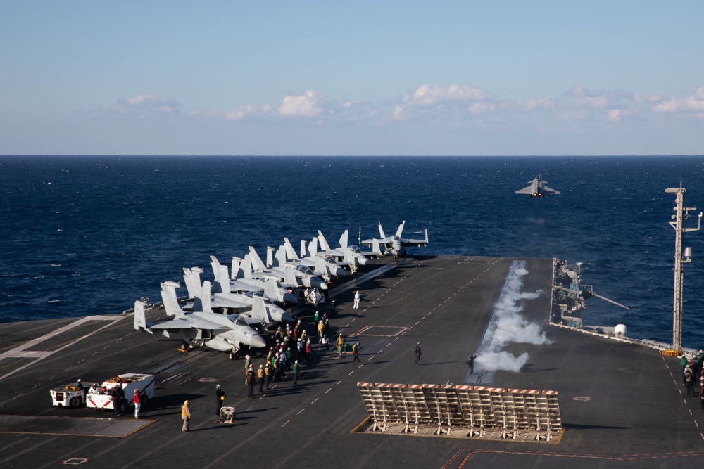 The Harry S. Truman Carrier Strike Group is on a scheduled deployment in the U.S. Sixth Fleet area of operations in support of naval operations to maintain maritime stability and security.