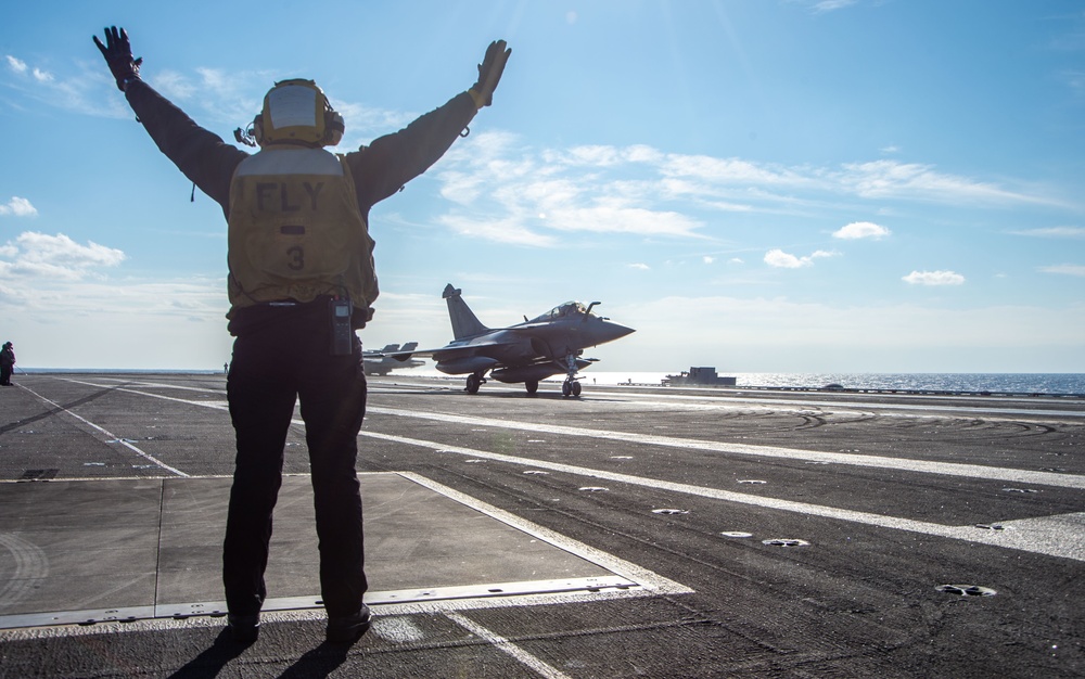 The Harry S. Truman Carrier Strike Group is on a scheduled deployment in the U.S. Sixth Fleet area of operations in support of naval operations to maintain maritime stability and security.