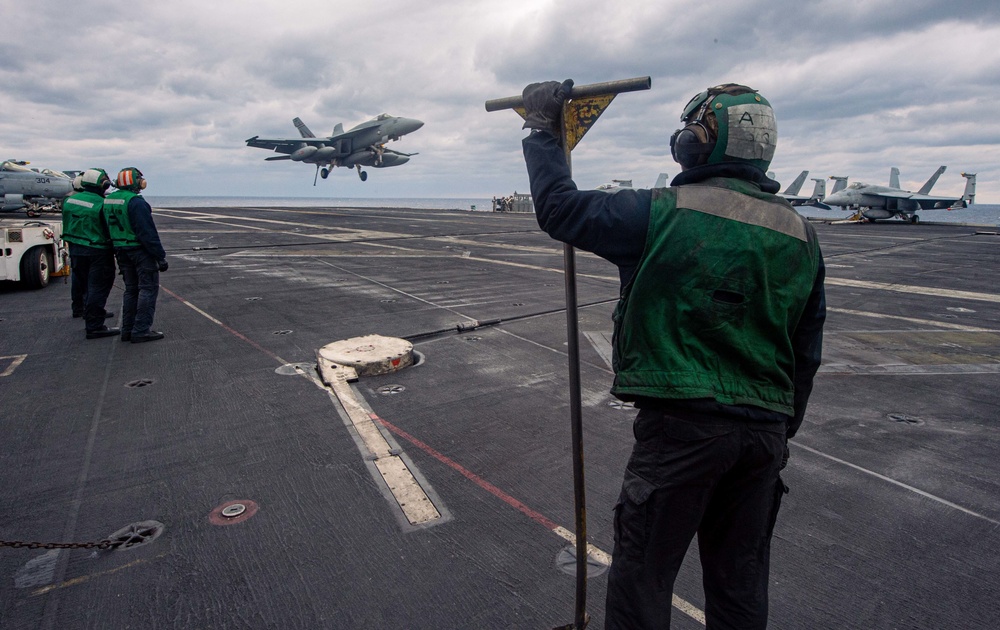 The Harry S. Truman Carrier Strike Group is on a scheduled deployment in the U.S. 6th Fleet area of operations in support of naval operations to maintain maritime stability and security.