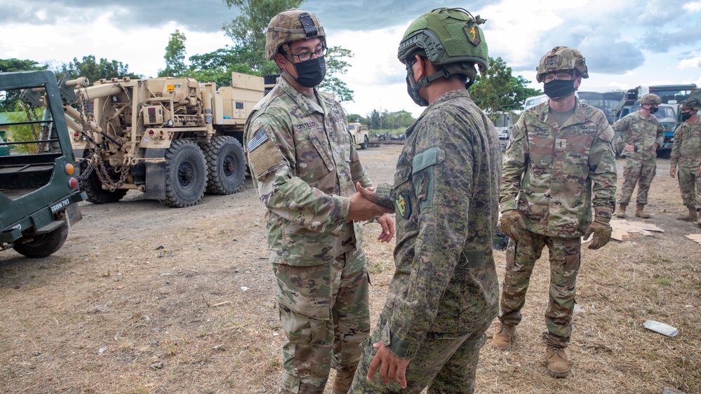 U.S. and Philippine Army Soldiers conduct rolled-over vehicle recovery combined training during Salaknib 2022