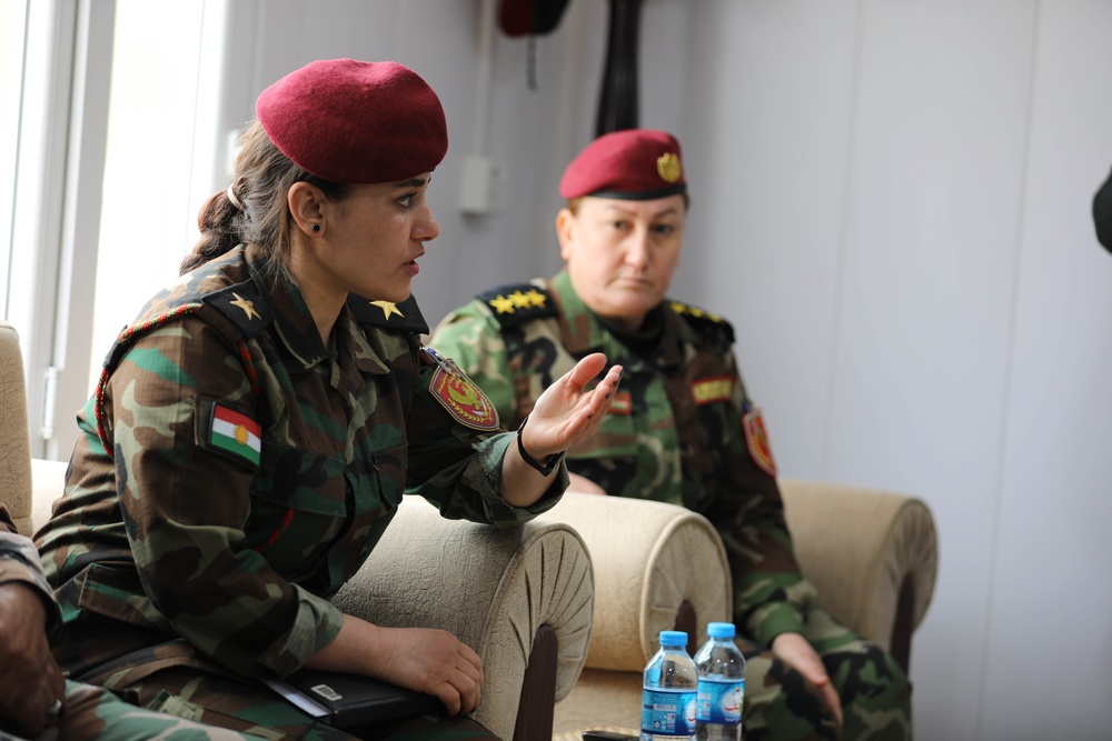 Coalition forces visit Zerevani female Peshmerga security guards