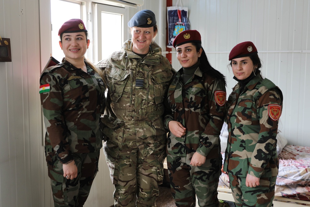 Coalition forces visit Zerevani female Peshmerga security guards