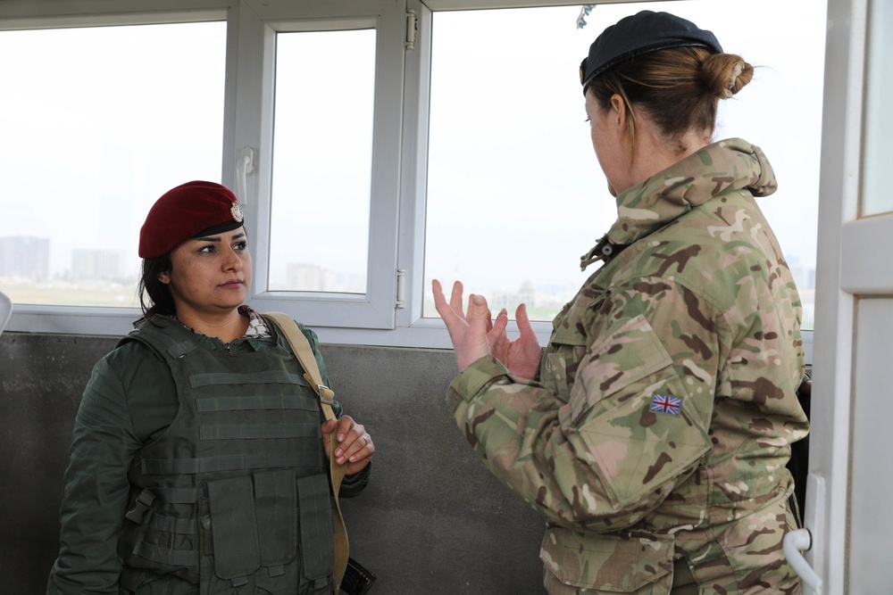 Coalition forces visit Zerevani female Peshmerga security guards