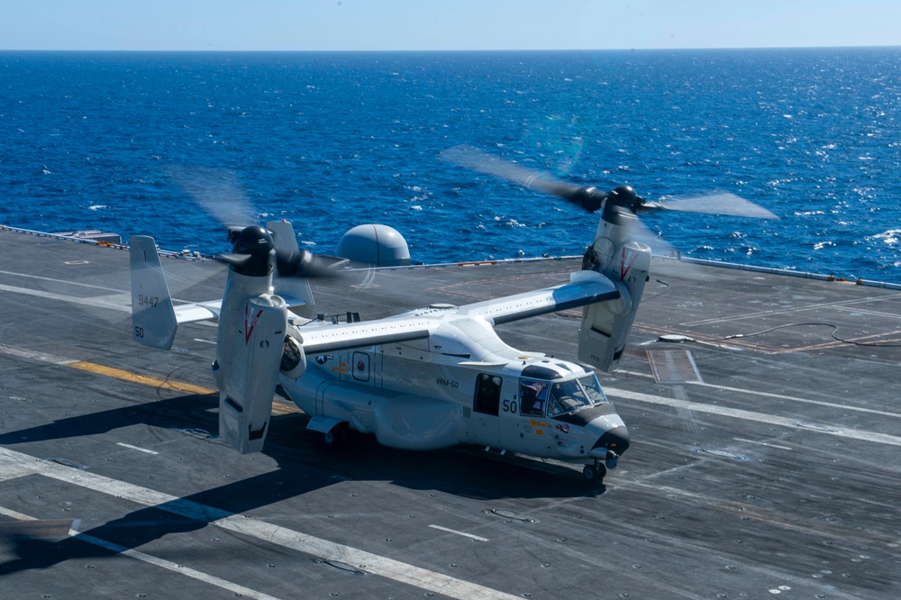 A CVM-22B Osprey Rests On Flight Deck