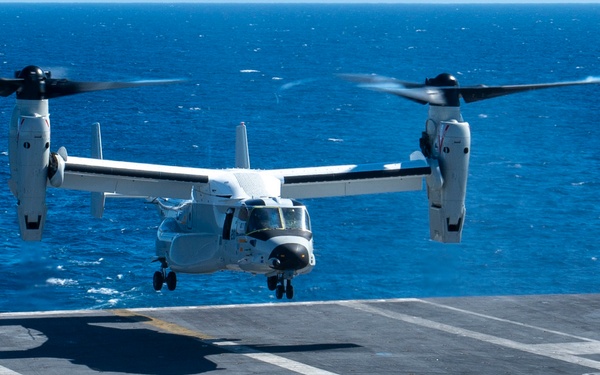 A CVM-22B Osprey Approaches The Flight Deck