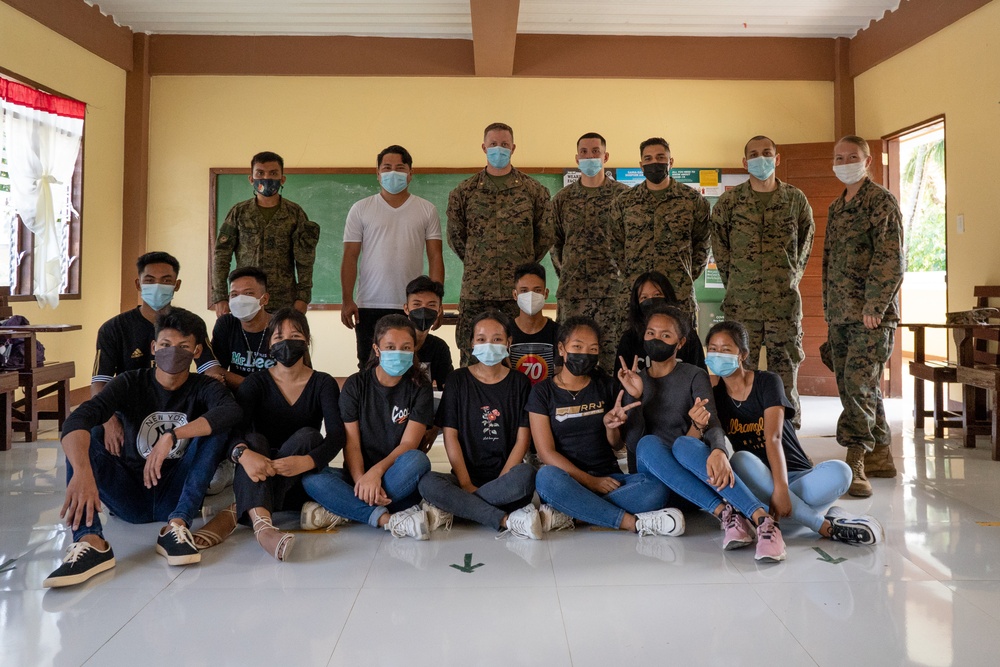 Armed Forces of the Philippines and U.S. Marines visit a local church ahead of Balikatan 22