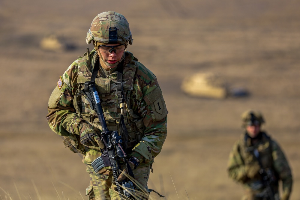 U.S. Army Soldiers work with Romanian forces during a Combined Arms Live Fire Exercise.