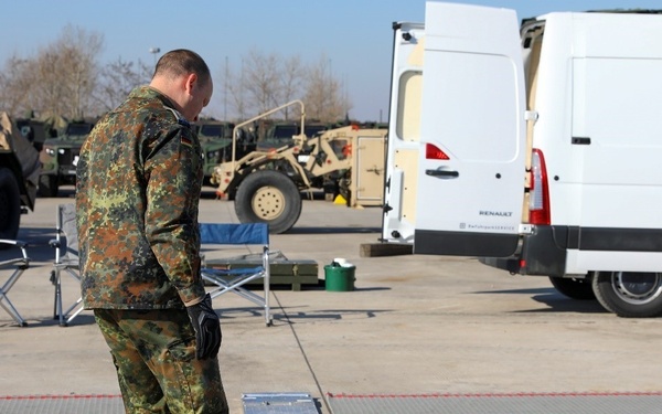 Bundeswehr Heavy Equipment Transport Systems undergo weight testing to assist U.S. Army with transporting equipment