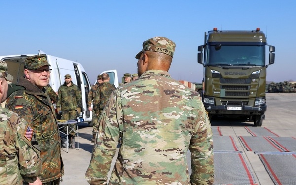 Bundeswehr Heavy Equipment Transport Systems undergo weight testing to assist U.S. Army with transporting equipment