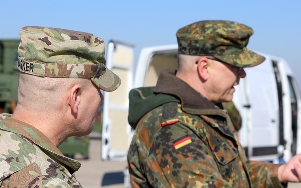 Bundeswehr Heavy Equipment Transport Systems undergo weight testing to assist U.S. Army with transporting equipment